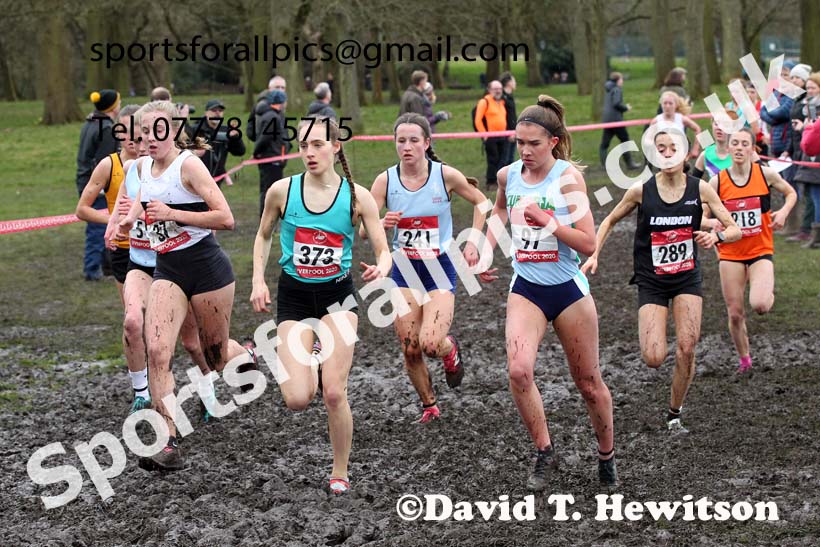 Senior girls, 2020 New Balance English Schools Champs., Sefton Park, Liverpool. Photo: David T. Hewitson/Sports for All Pics